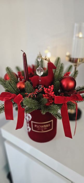 Stroik świąteczny bożonarodzeniowy na stół flowerbox