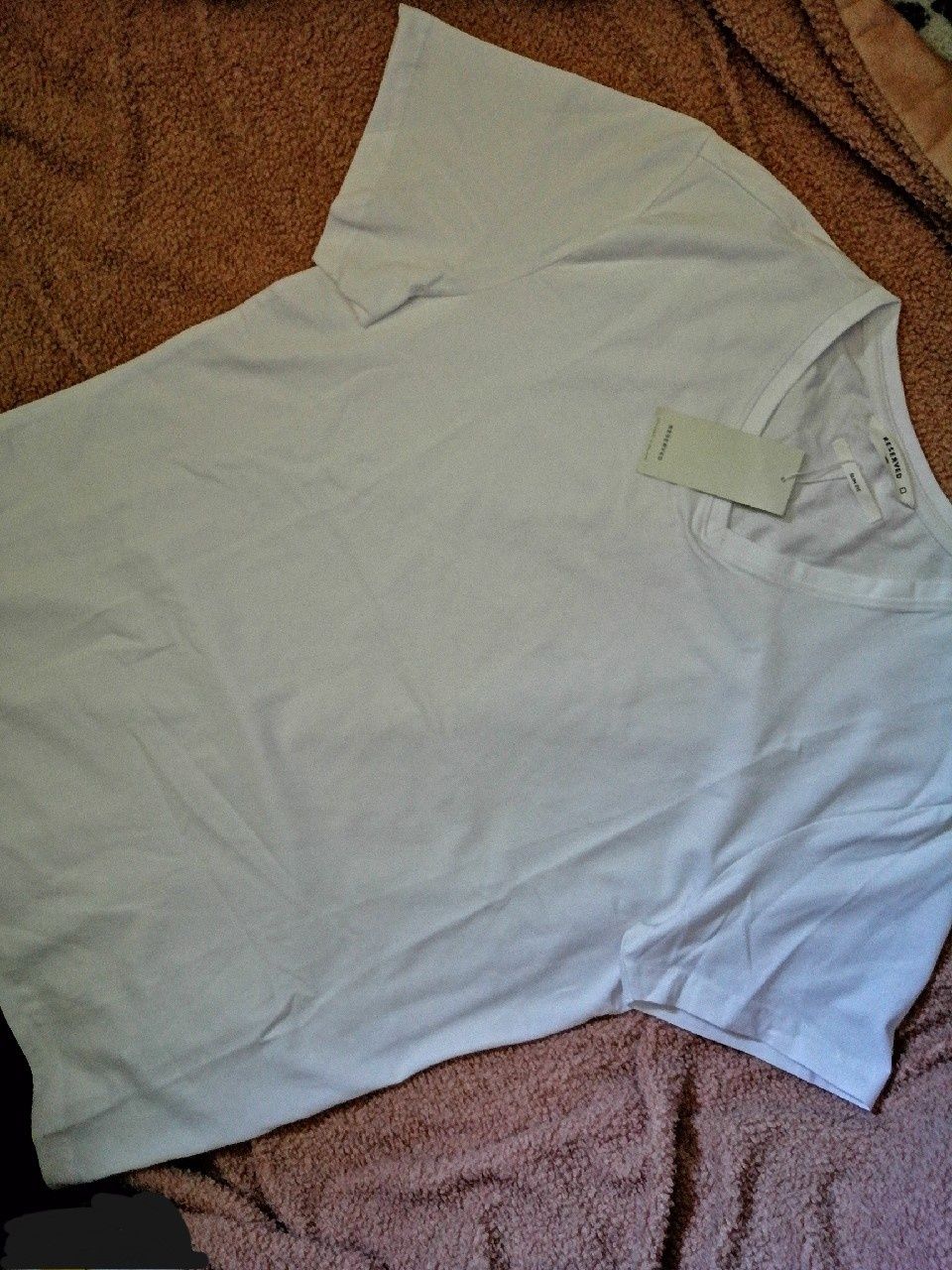 RESERVED basic Bawełniana Biała Gładka Koszulka T-shirt Bluzka SlimFit