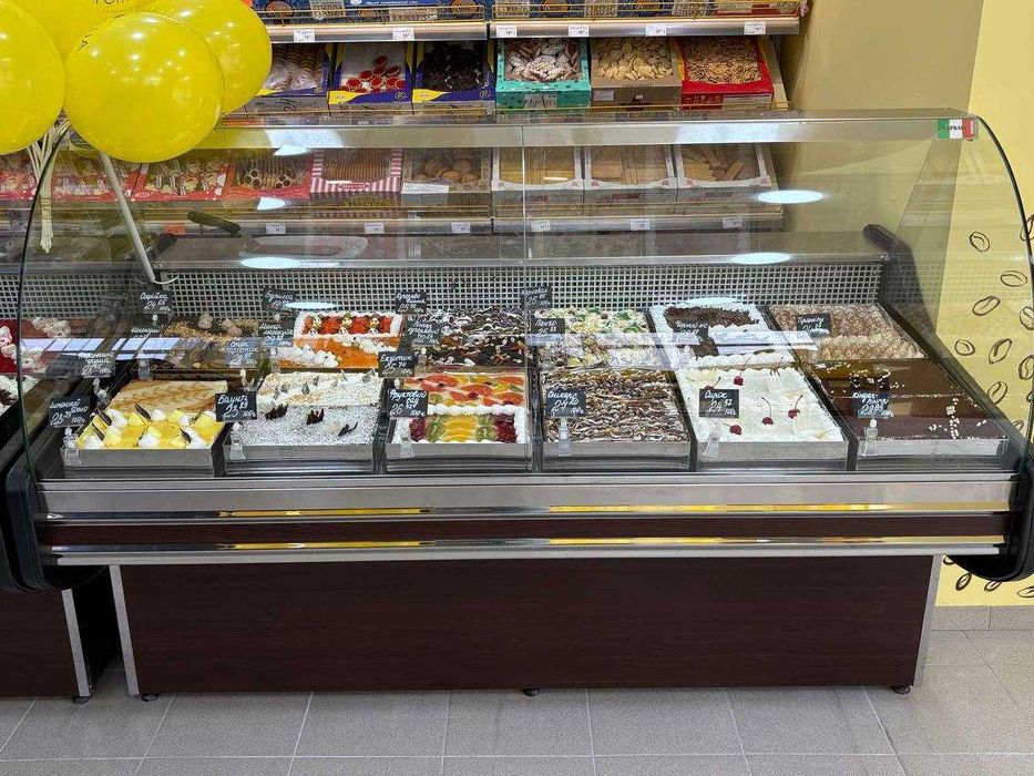 Гастрономічна холодильна вітрина КУБ/гнуте скло під м'ясо,ковбаси,рибу