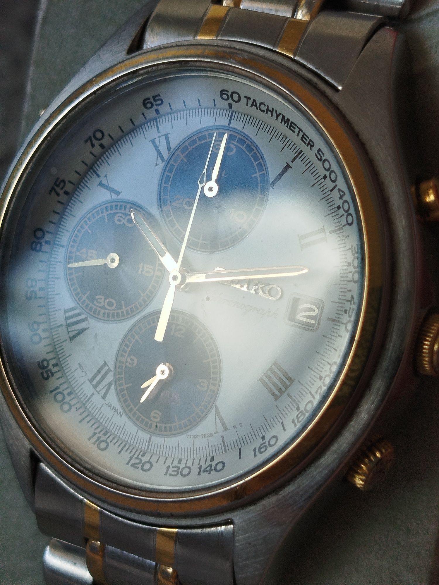 Zegarek Seiko Quartz Chronograph Panda 7T32-7E30 silver white black
