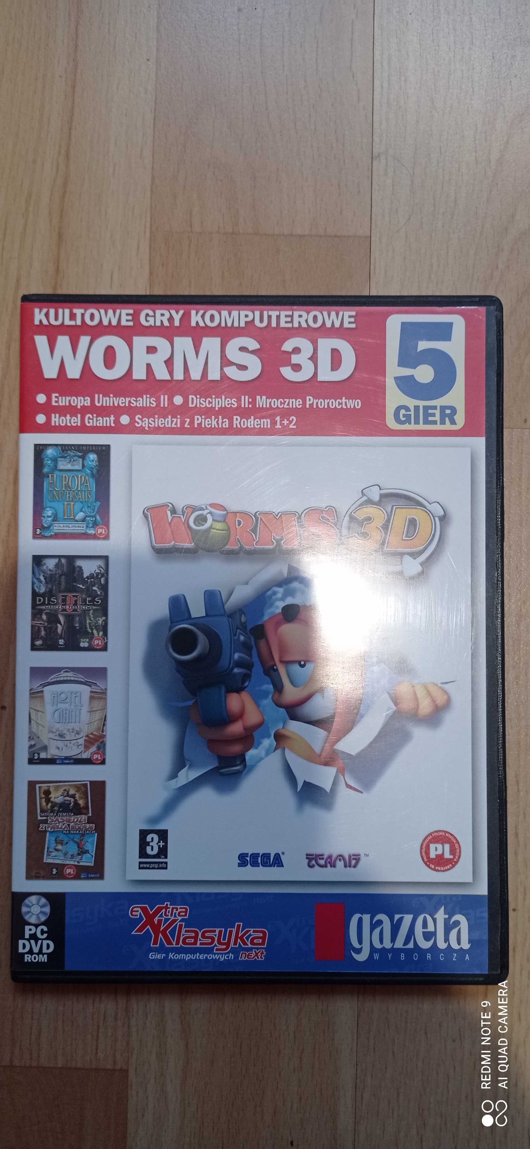 Zestaw 5 gier m.in Worms 3D Disciples Sąsiedzi z piekła PC