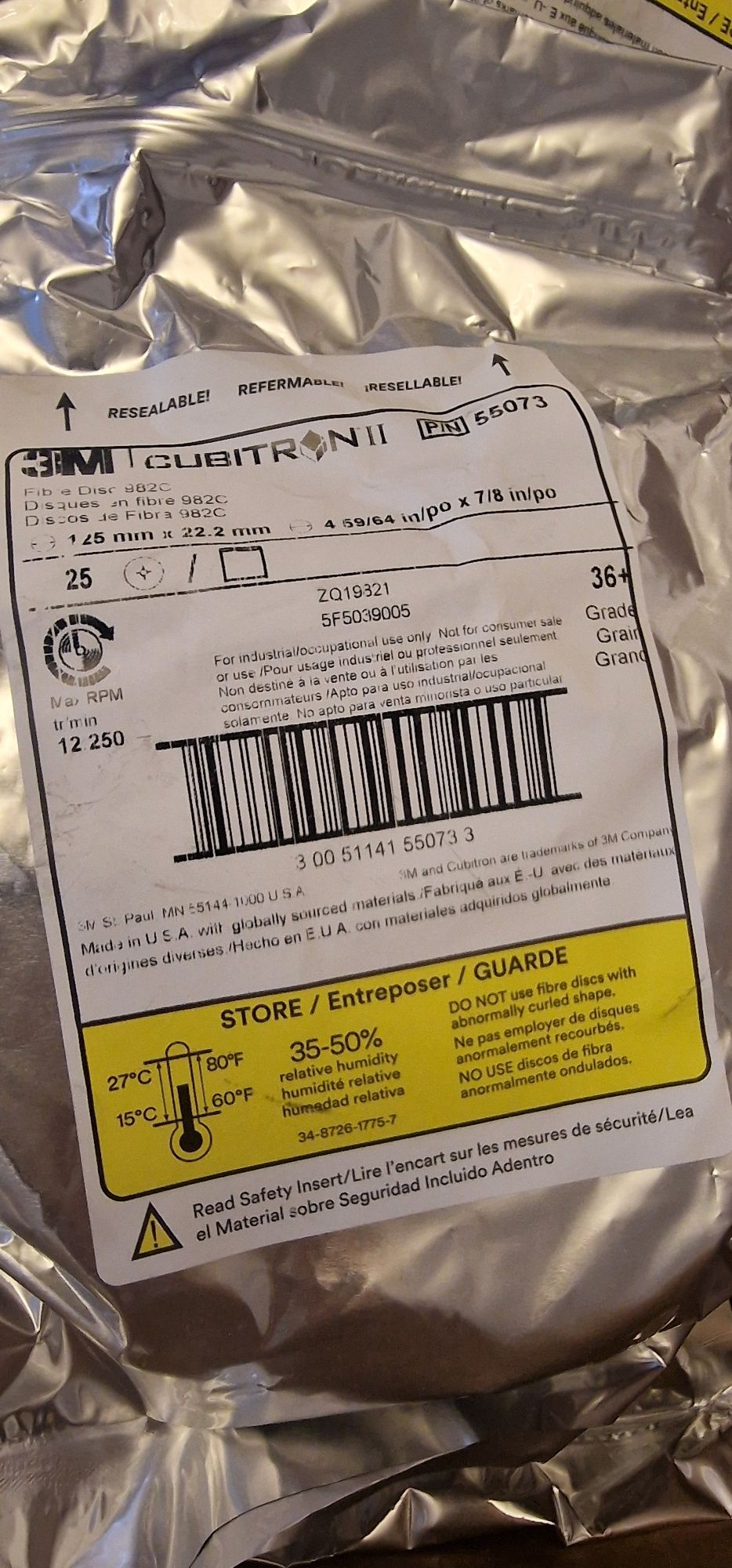 3M Cubitron Tarcze Nowe 36+ 125 x 22,2mm 1 Opakowanie
