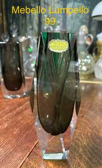 Wazon szklany sommerso Echt Kristall Murano zielony dymiony 99