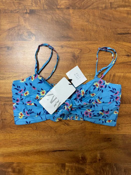 Crop top bluzeczka w kwiaty bawełniany floral coquette Zara XS 34