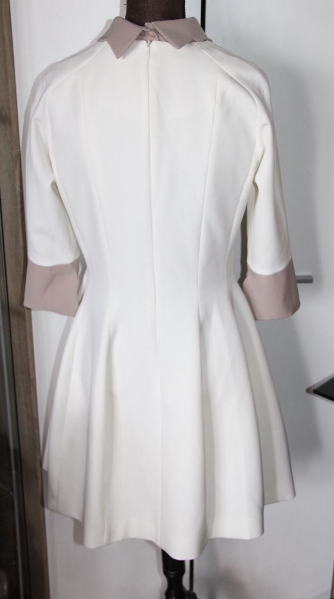 yoshe biała sukienka z kołnierzykiem xs s 34 36 m 38 bezowa
