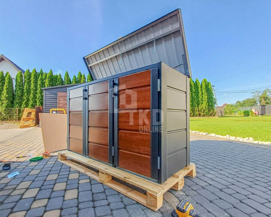 Zabudowa Koszy Na Śmieci Wiata Obudowa 207X80X120 Cm 3X240L Tkd346