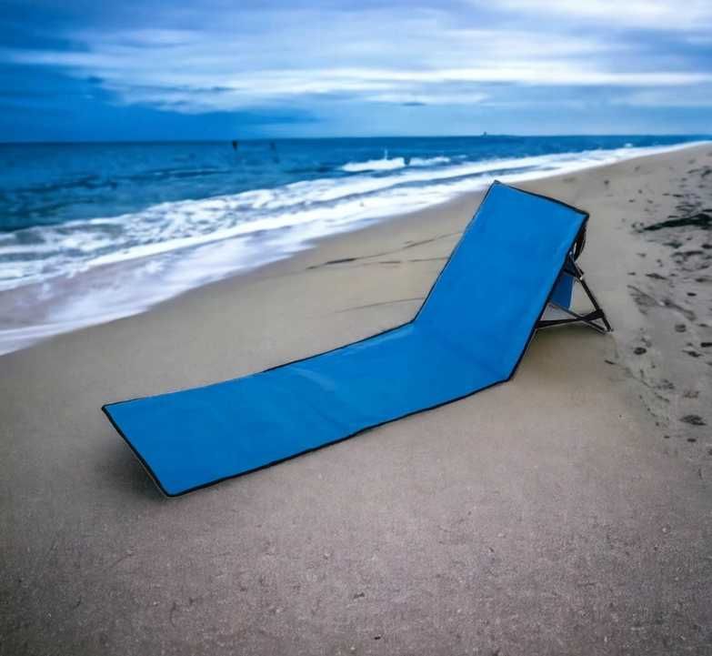 Leżak Składany Plażowy Do Ogrodu Mata Plażowa  z Oparciem