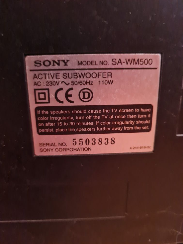 Subwoofer aktywny sony sa-wm500