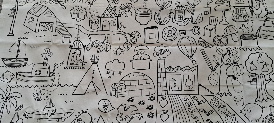 Zasłony/ zasłonki Ikea, biało- czarne, dziecięce wzory, rysunki.
