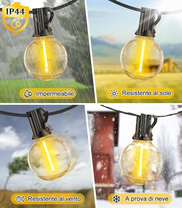 Ретро гірлянди 15 м на сонячній батареі з дистанційним керуванням