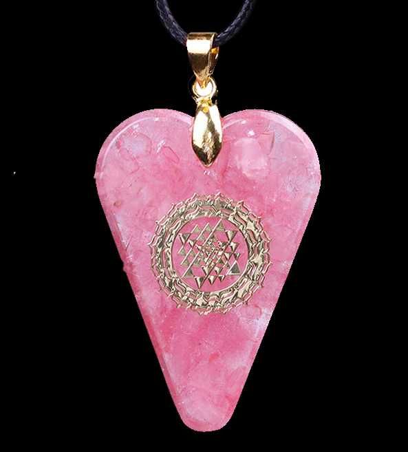 Naszyjnik Wisiorek SERCE Orgonit Różowy Kryształ Kwarc Czakra Prezent