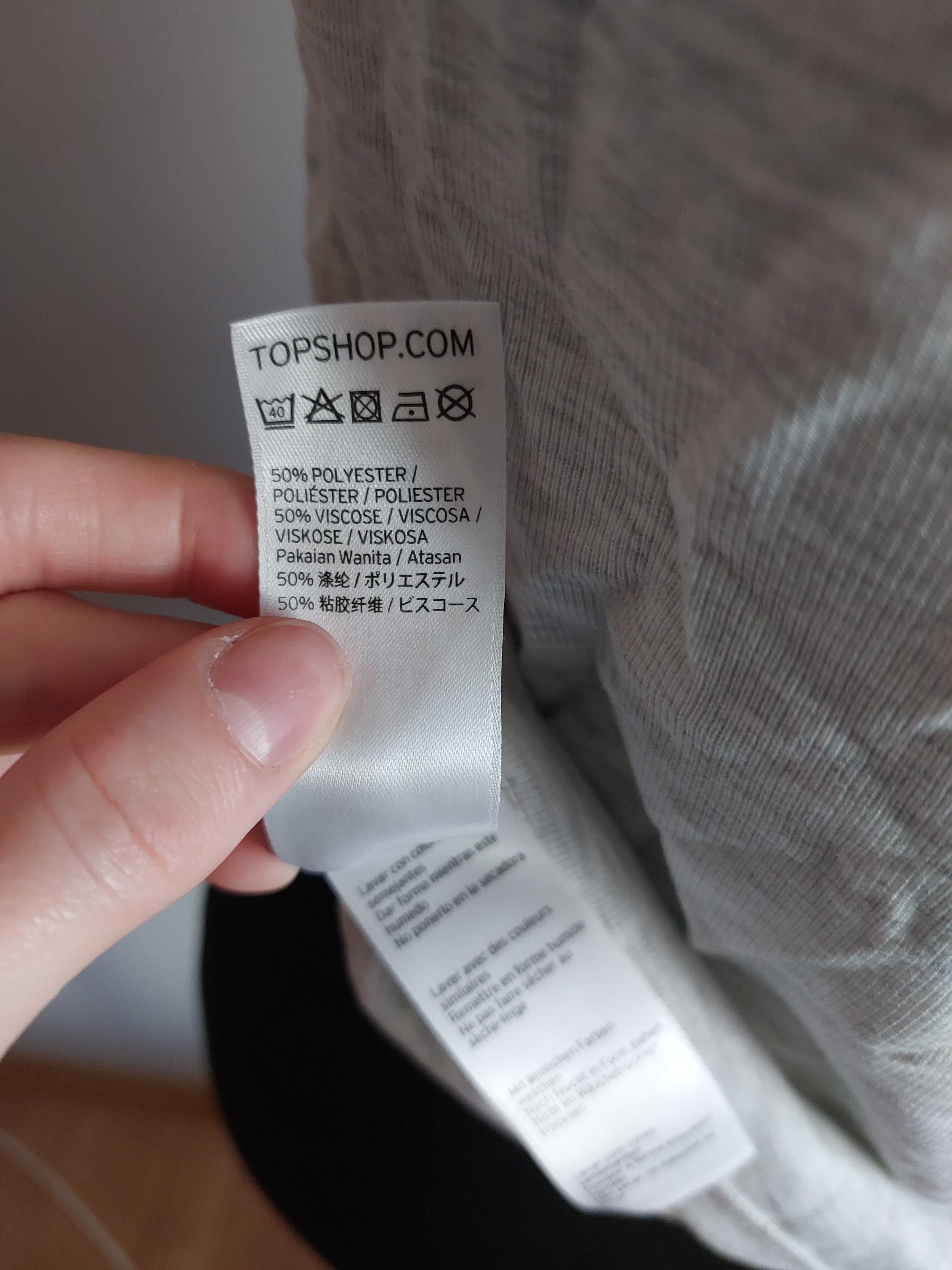 Topshop tshirt koszulka krotki rekaw bluzka szara wiskoza s m