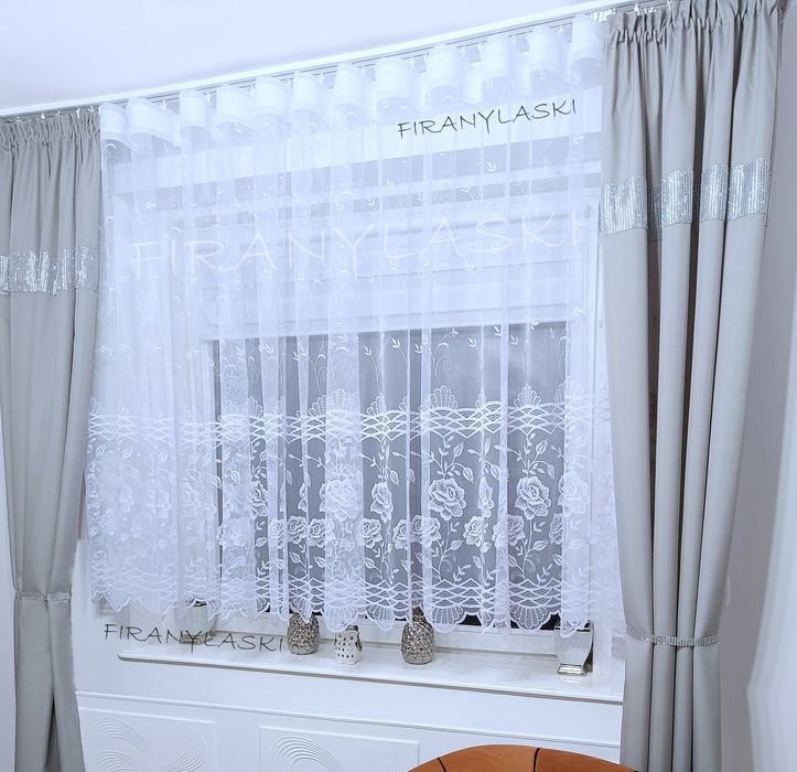 Firana FIRANKI do pokoju kuchni sypialni wzór kwiatowy
