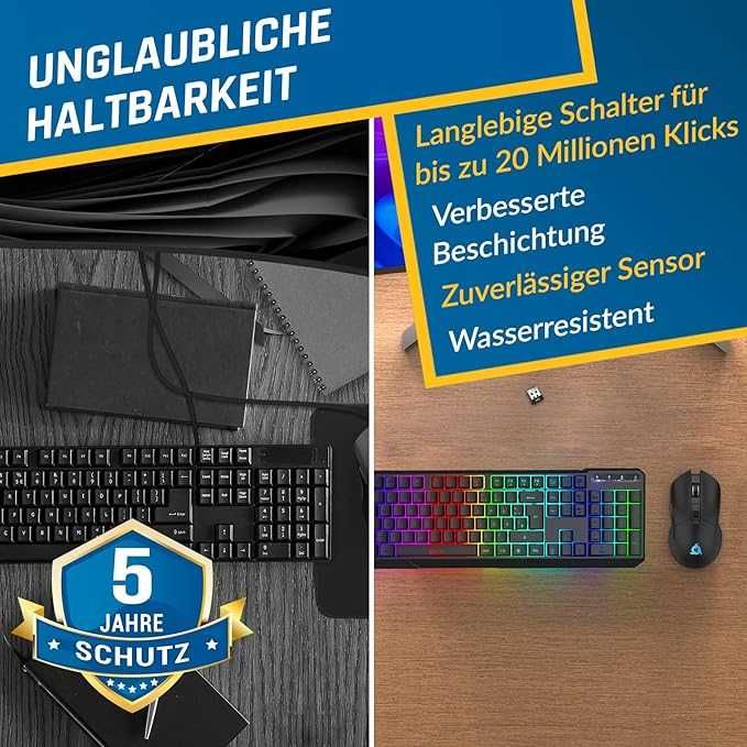 KLIM Blaze & Chroma bezprzewodowa klawiatura mysz do komputera QWERTZ