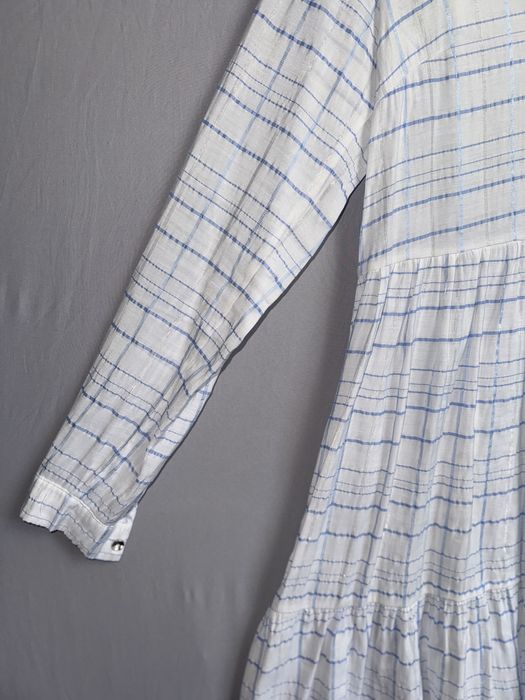 sukienka w kratę oversize falbany boho v-neck błyszcząca