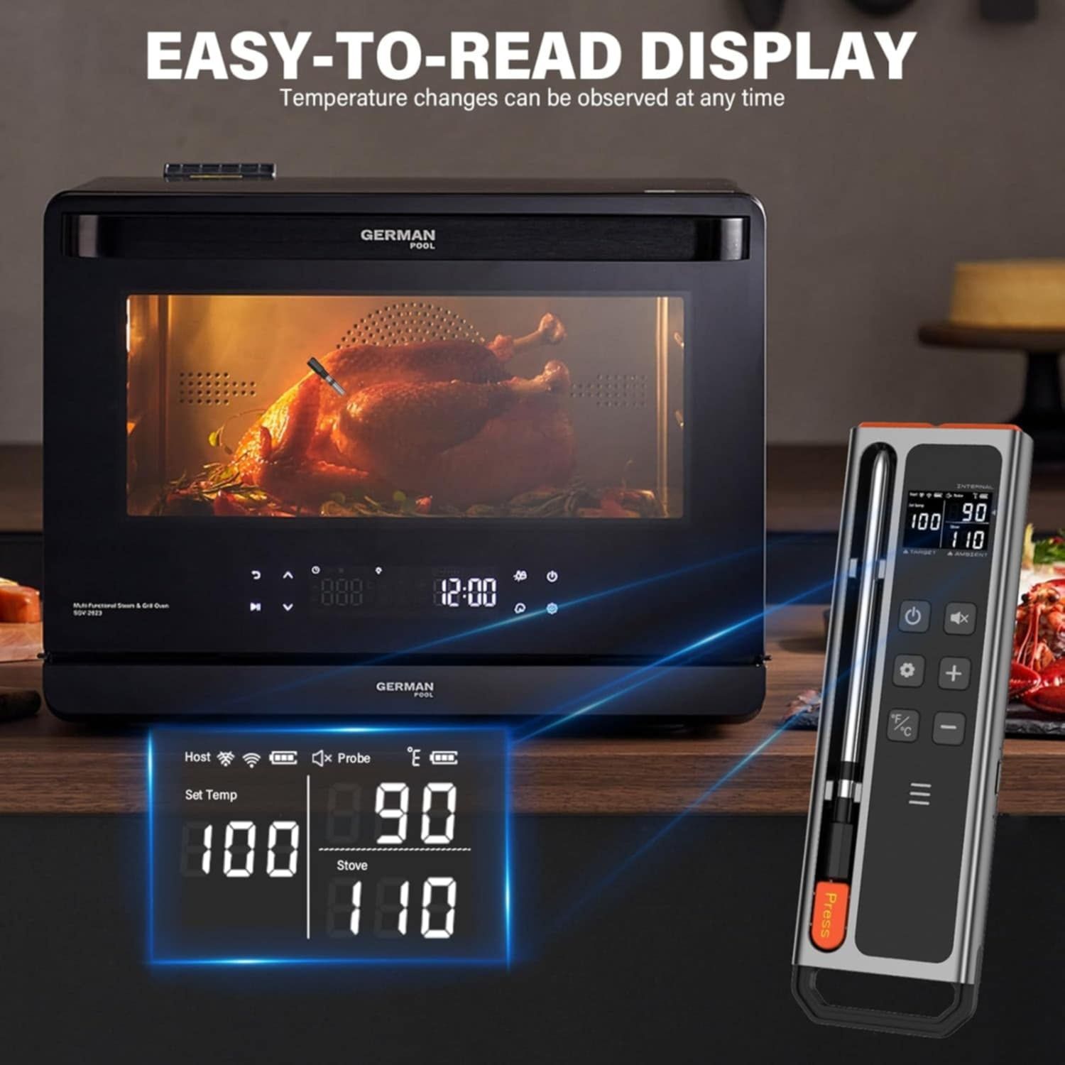 Bezprzewodowy termometr do mięsa grill bluetooth LCD