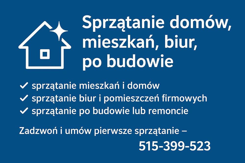 Profesjonale sprzątanie domów, mieszkań, biur, po budowie  / Olsztyn