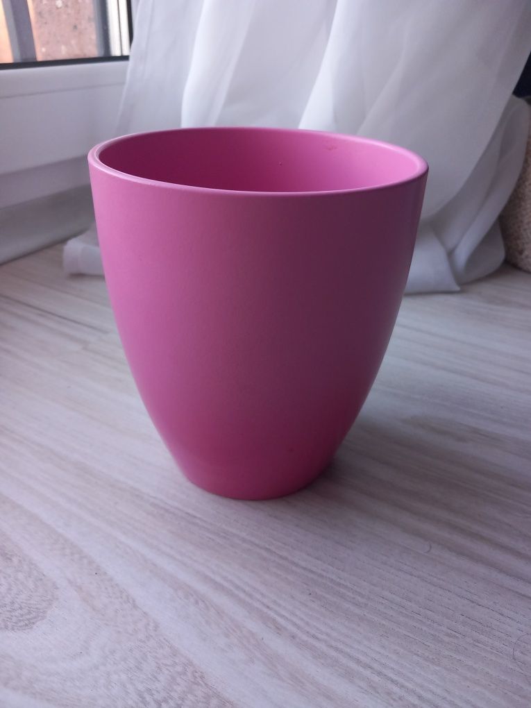 Osłonka ceramiczna dla roślin na doniczkę, różowa