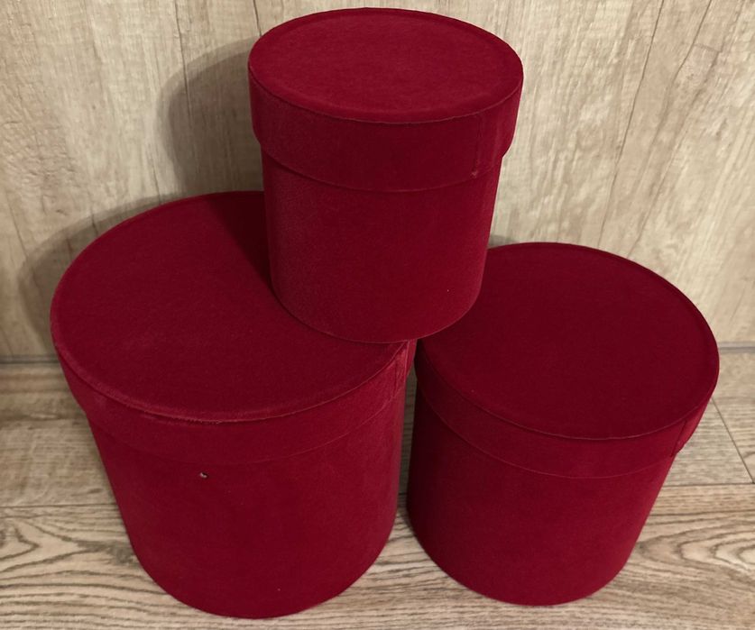 Flower Box welur 3 szt. Bordo