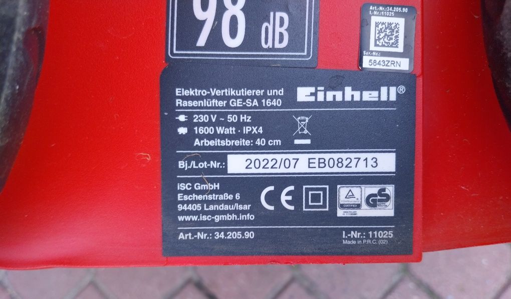 Wertykulator firmy Einhell 1600V