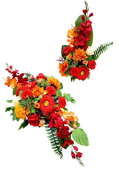 Sztuczne kwiaty stroik na grób wiązanka+bukiet zestaw na grób cmentarz