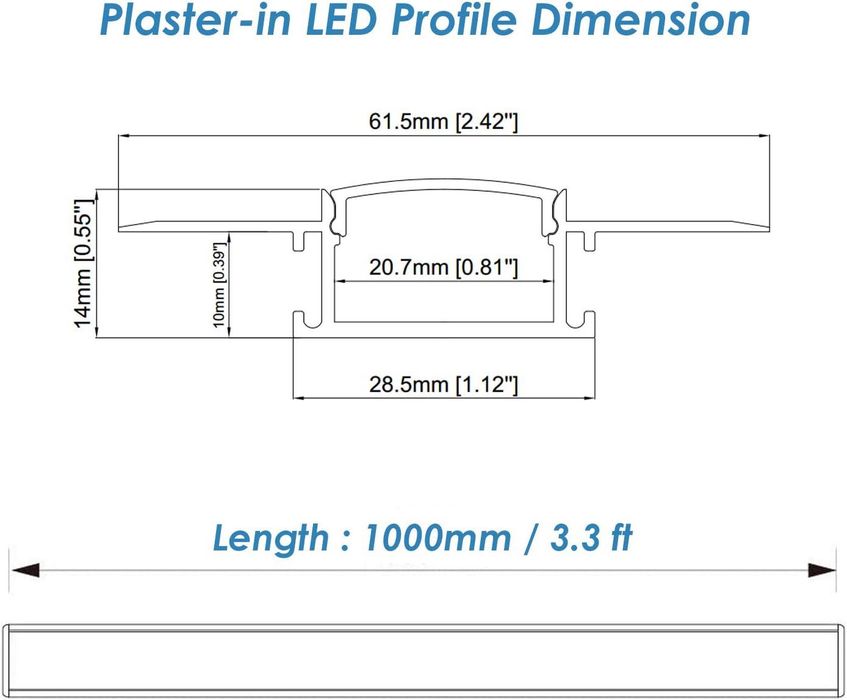 Besseto Profil LED do suchej zabudowy, 6 sztuk x 1 m