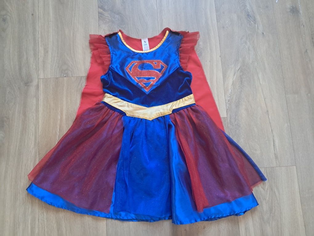 Supergirl superwoman sukienka + peleryna strój przebranie 110-116