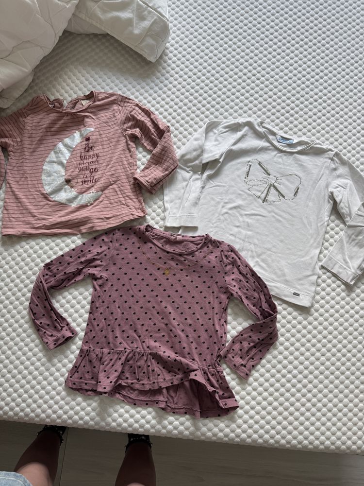 3 bluzki z długim rękawem 104 zara
