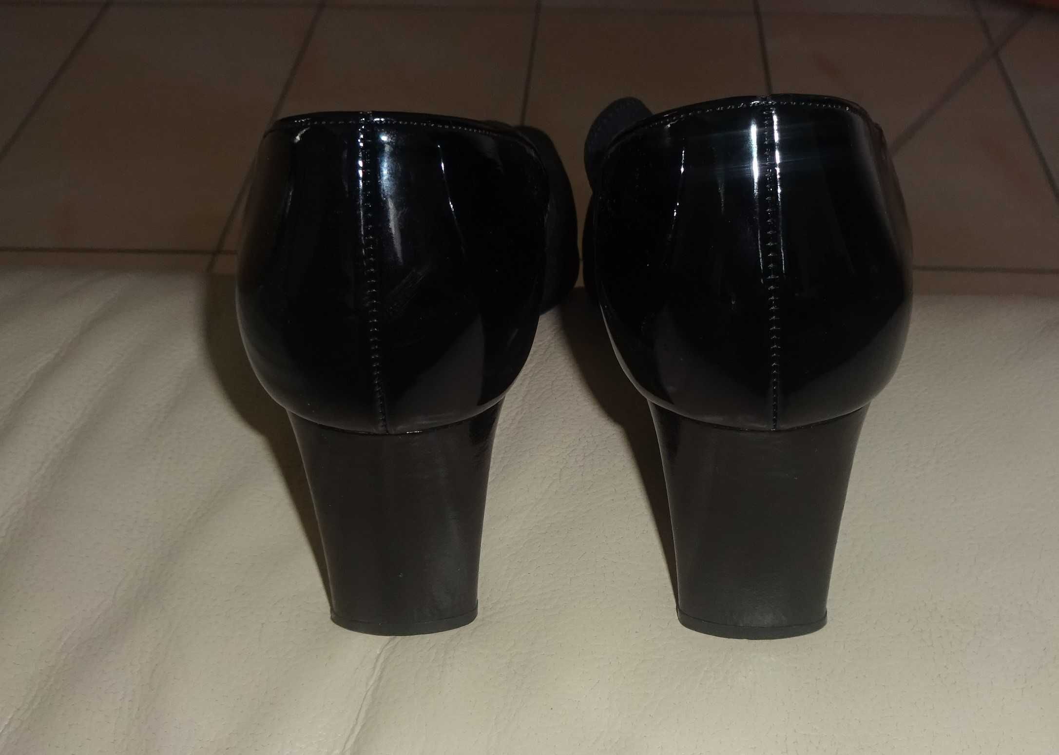 Gaby by Gabor piękne niepowtarzalne czarne buty na obcasie czółenka 4