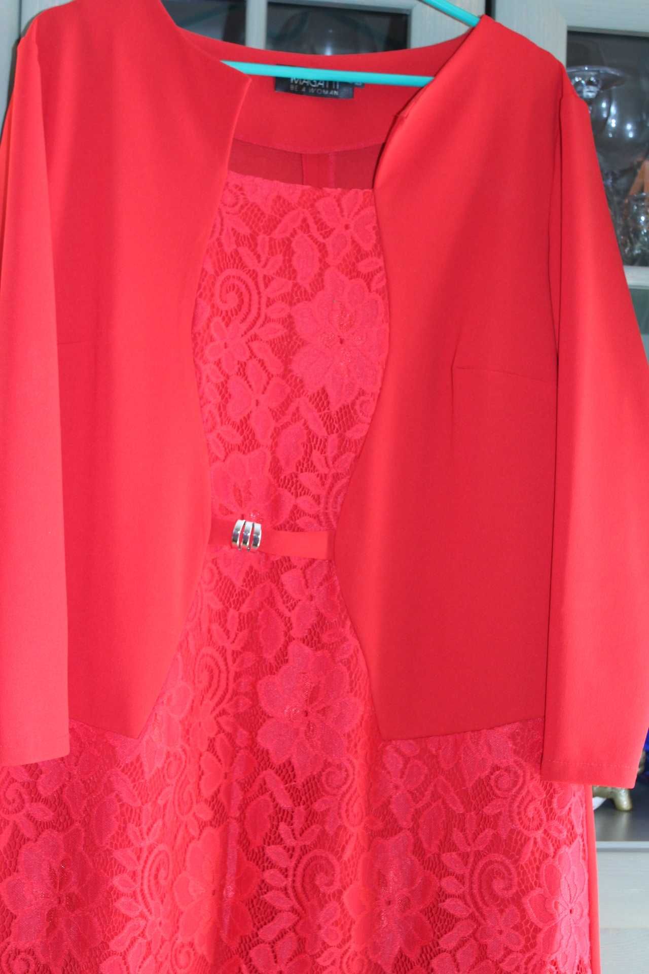 Czerwona elegancka sukienka komunia, wesele 50