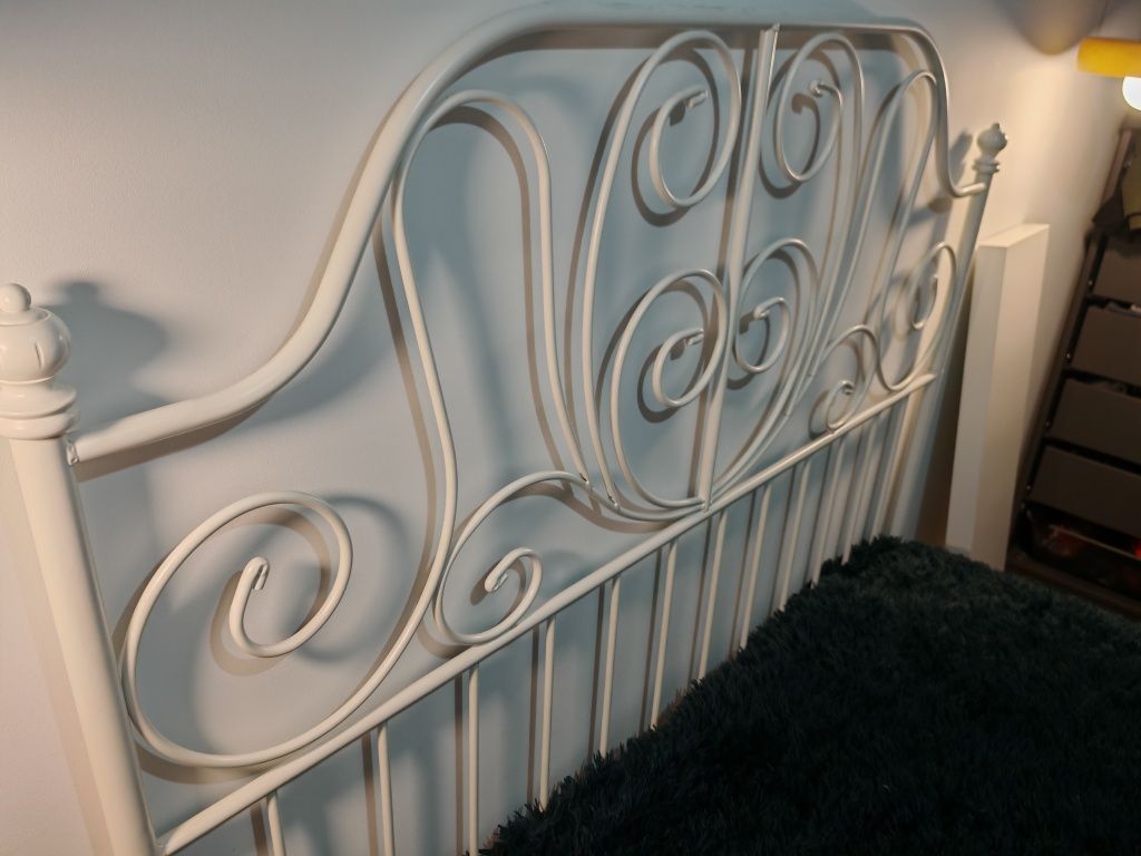 Łóżko Ikea leirvik białe metalowe 140x200