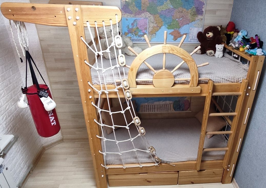 Ліжко двоярусне - спортивний куточок Пірат