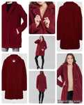 Casaco sobretudo pelo teddy vermelho bordeaux S Noisy May