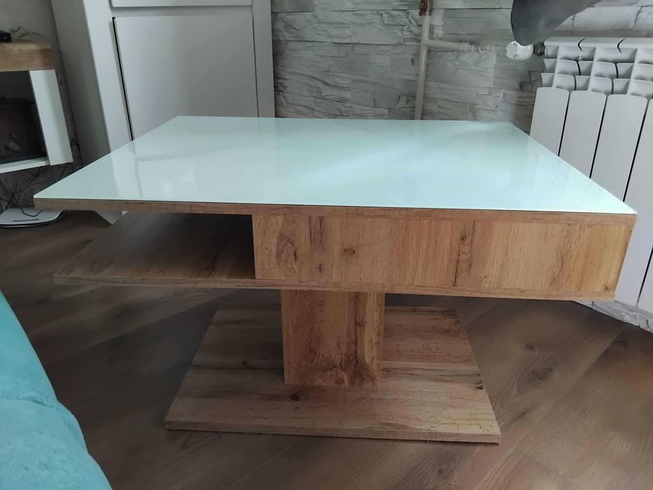 Nowoczesna ława (biały blat / dąb wotan) odbiór osobisty Jezierzyce