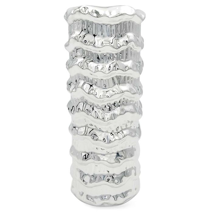 Wazon na kwiaty srebrny ceramiczny flakon dekoracyjny nowoczesny NOWY