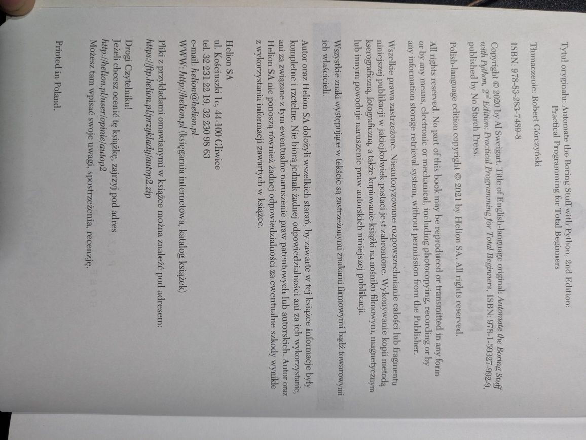 Automatyzacja nudnych zadań z Pythonem
