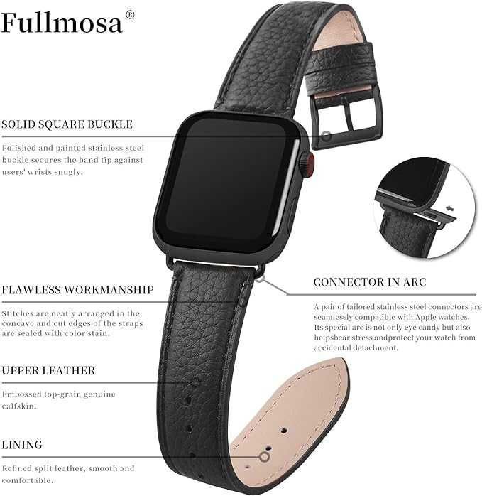 Pasek Apple Watch 7 41 mm 40 mm 38 mm czarny z etui