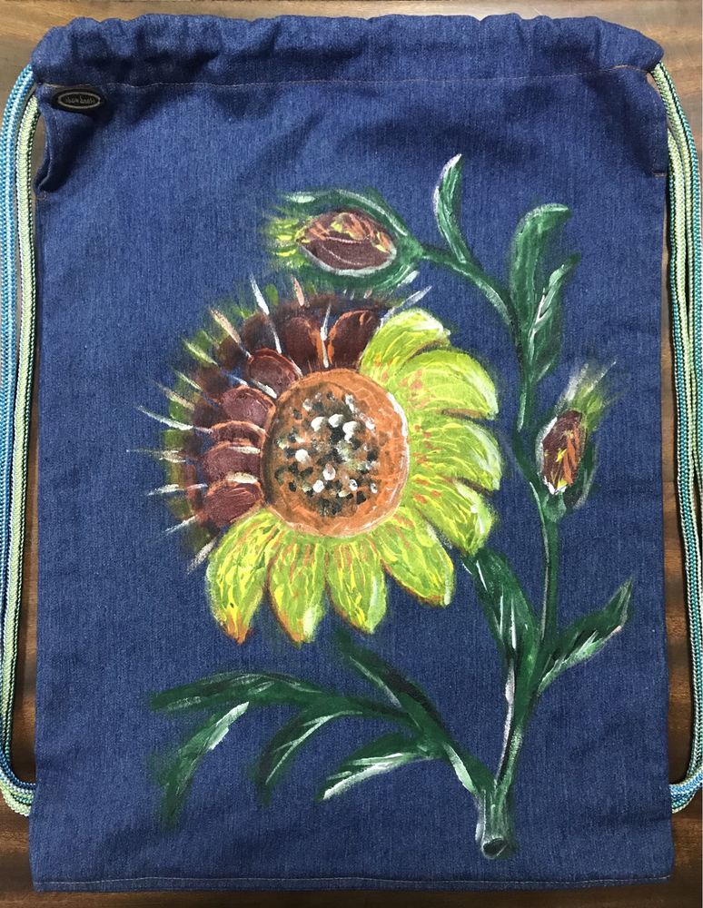 джинсовый рюкзак, ручная роспись