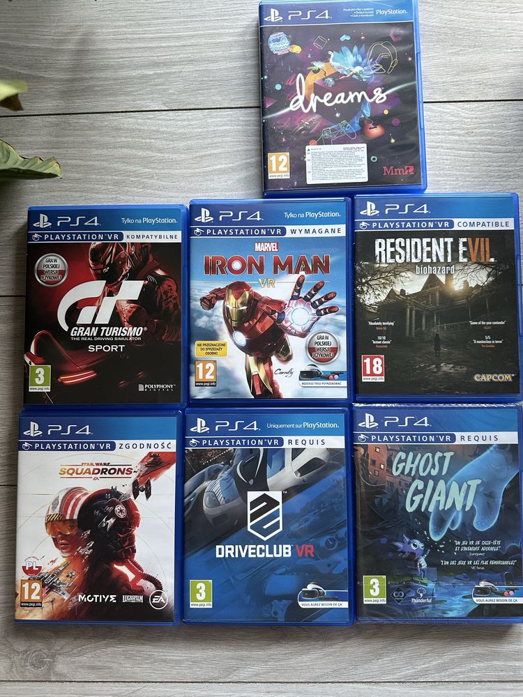 PS4 Slim 500GB + PSVR + 7 GIER