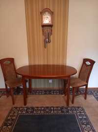Stół drewniany owalny, 2 krzesła