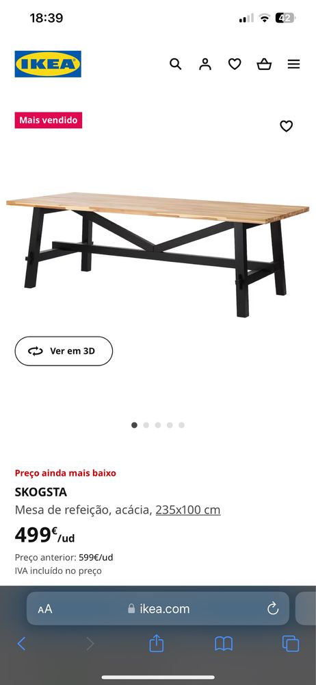 Mesa de Jantar Skogsta Ikea