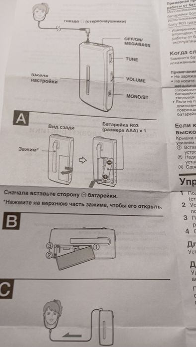 Миниатюрный FM радиоприемник Sony Srf -S54 стерео