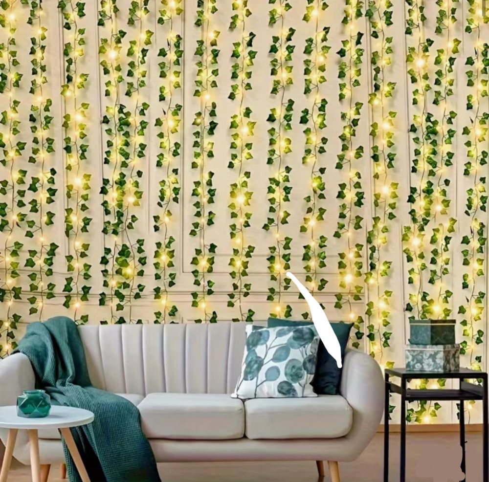 Гірлянда з плющем і лампочками LED — декор для кімнати / фотозони