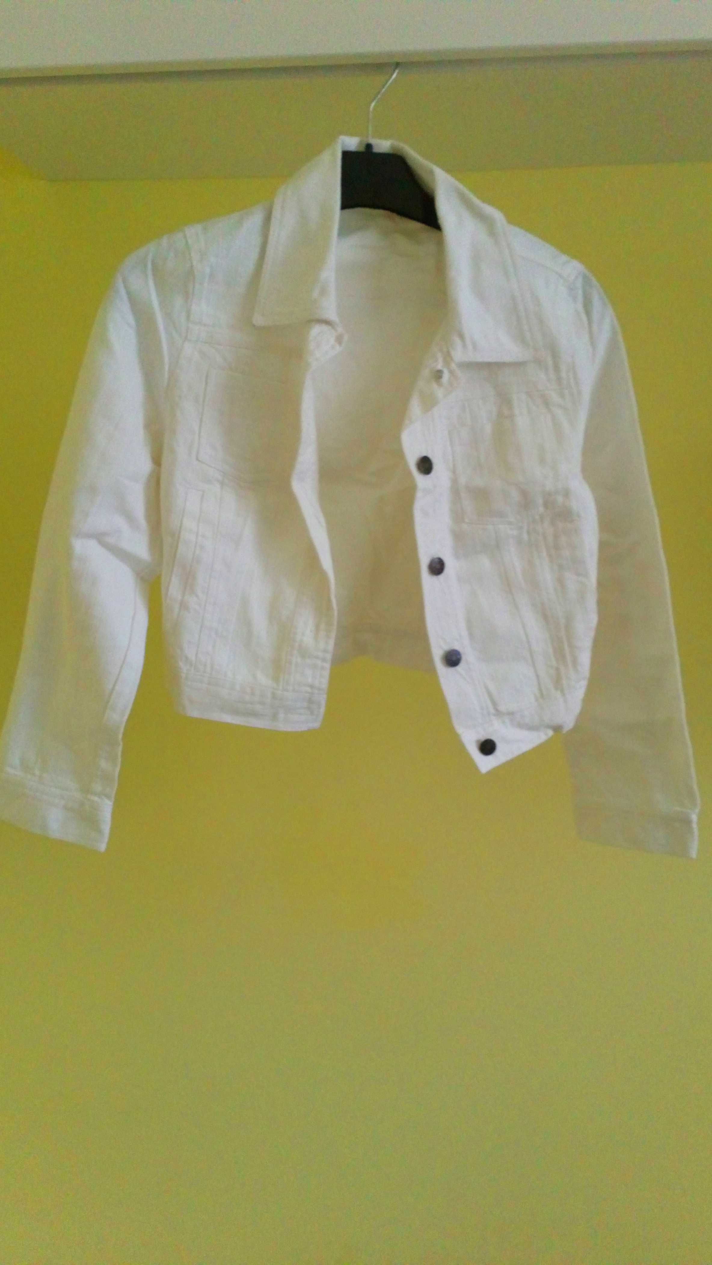 Biała jeansowa kurtka, r. S / 36