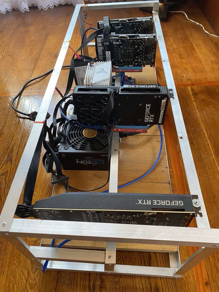 Ферма крипта відеокарти майнінг тушка RTX 3070 + 3060 + 2шт 1660 Super