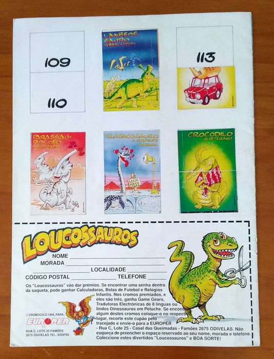 Caderneta cromos "LOUCOSSAUROS"da Europer.
