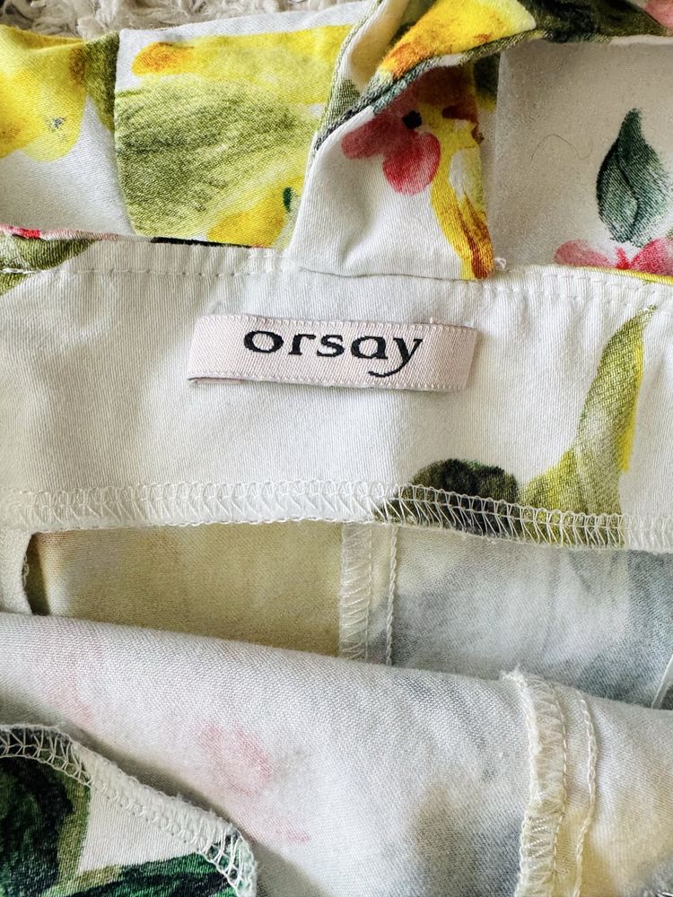 Bawełniana sukienka midi w cytryny, bawełniana, Orsay, r. 34/36,