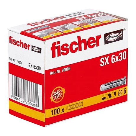 Kołki rozporowe Fischer Sx 6 x 30 mm 100 szt.
