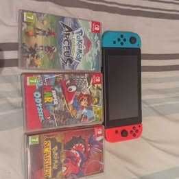 Nintendo Switch com 3 jogos