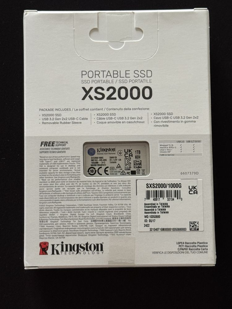 Dysk Przenośny zewnętrzny KINGSTON XS2000 Portable SSD 1TB USB-C NOWY